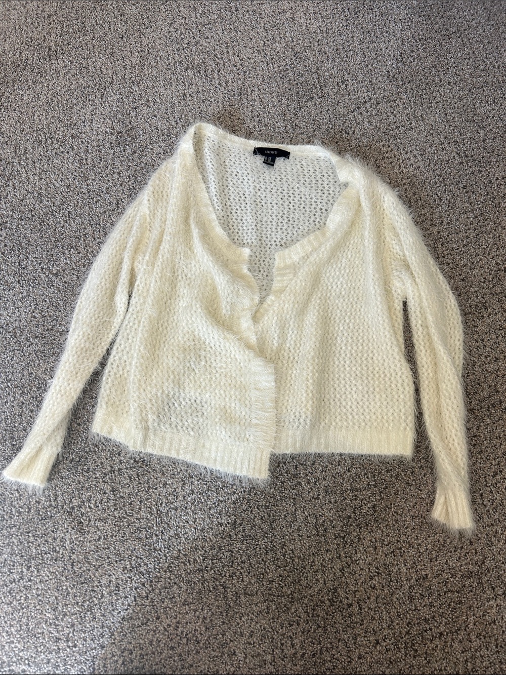 Cozy Cream Open-Knit Women's Sweater Cardigan